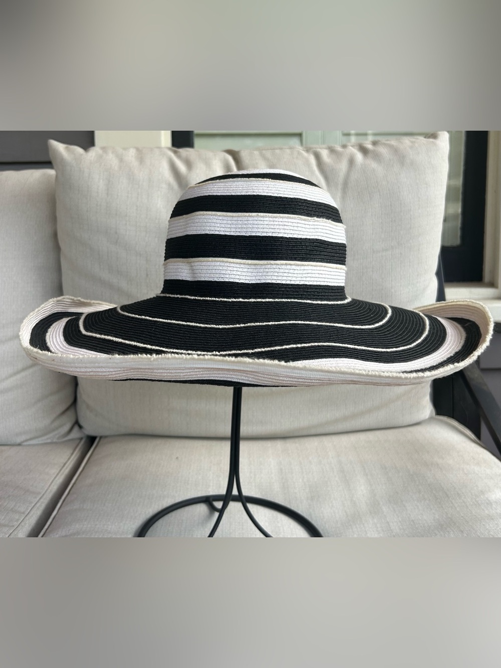 San Diego Hat Company Black & White Striped Wide-Brim Packable Sun Hat